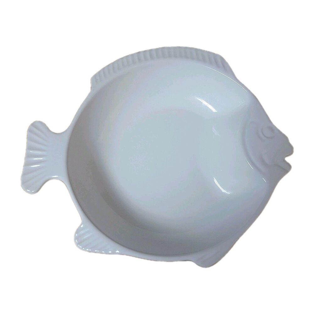 Vintage Pfaltzgraff White Fish Shaped Bake 'N Server Bowl Casserole Dish #245